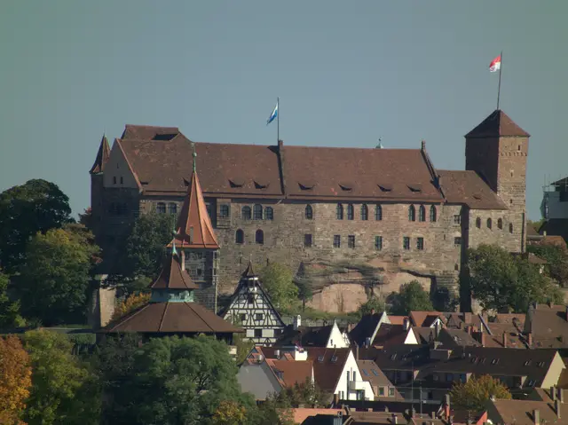 Nuremberg’s castle on its sandstone rock, above the roofs of the old town.